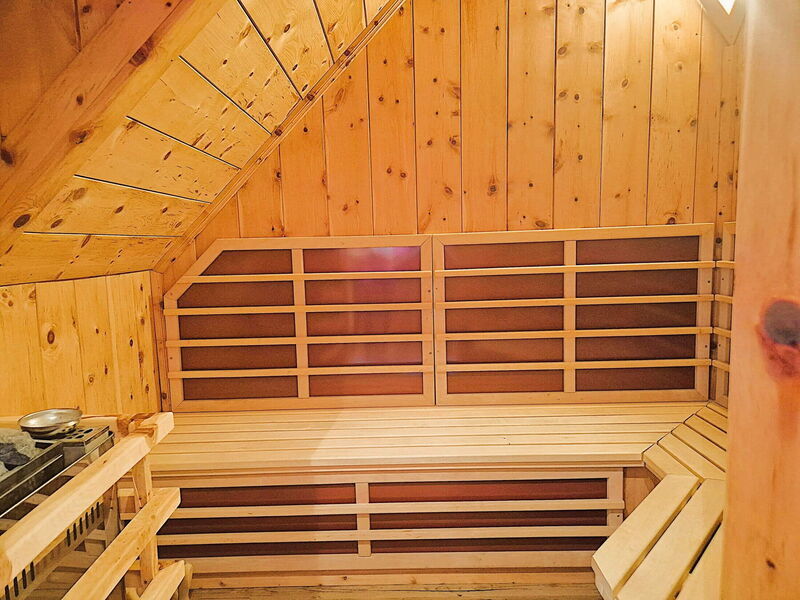 Private Finnish sauna with wooden benches in the Pietschacher Almhütte