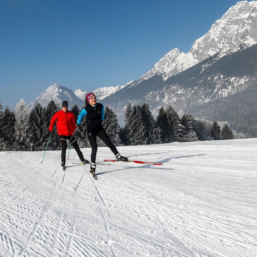 Die tolle Langlaufloipe in Gnadenwald in Tirol auch zum skaten optimal.