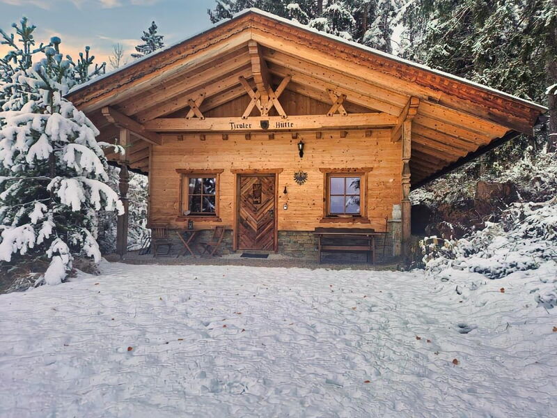 The Tiroler Hütte in the Karwendel under a light blanket of snow