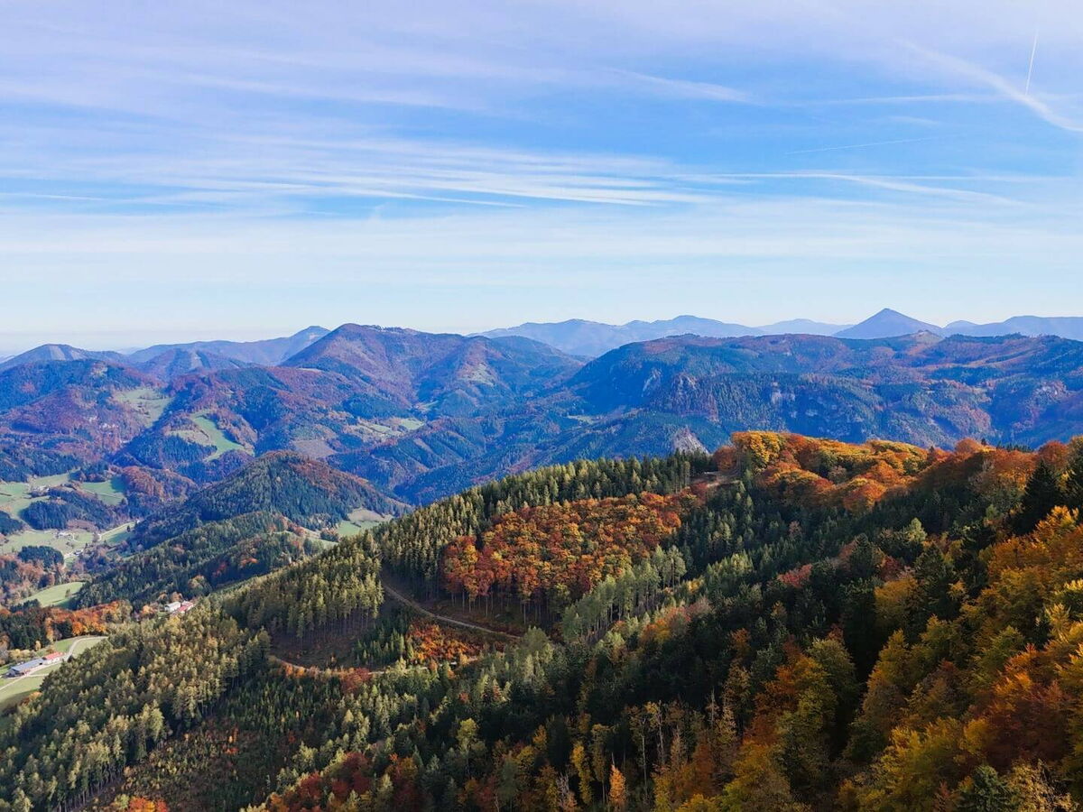 Tal-Panorama vom Pielachtal nahe Mühlenhütte, Aussicht im Mostviertel Niederösterreich