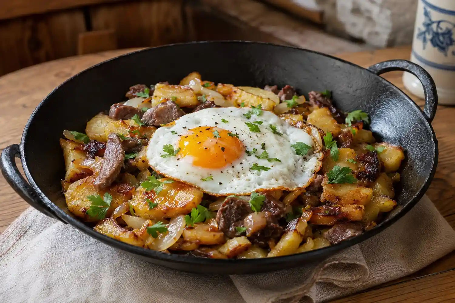 Tiroler Gröstl – frisch zubereitet auf der Hütte