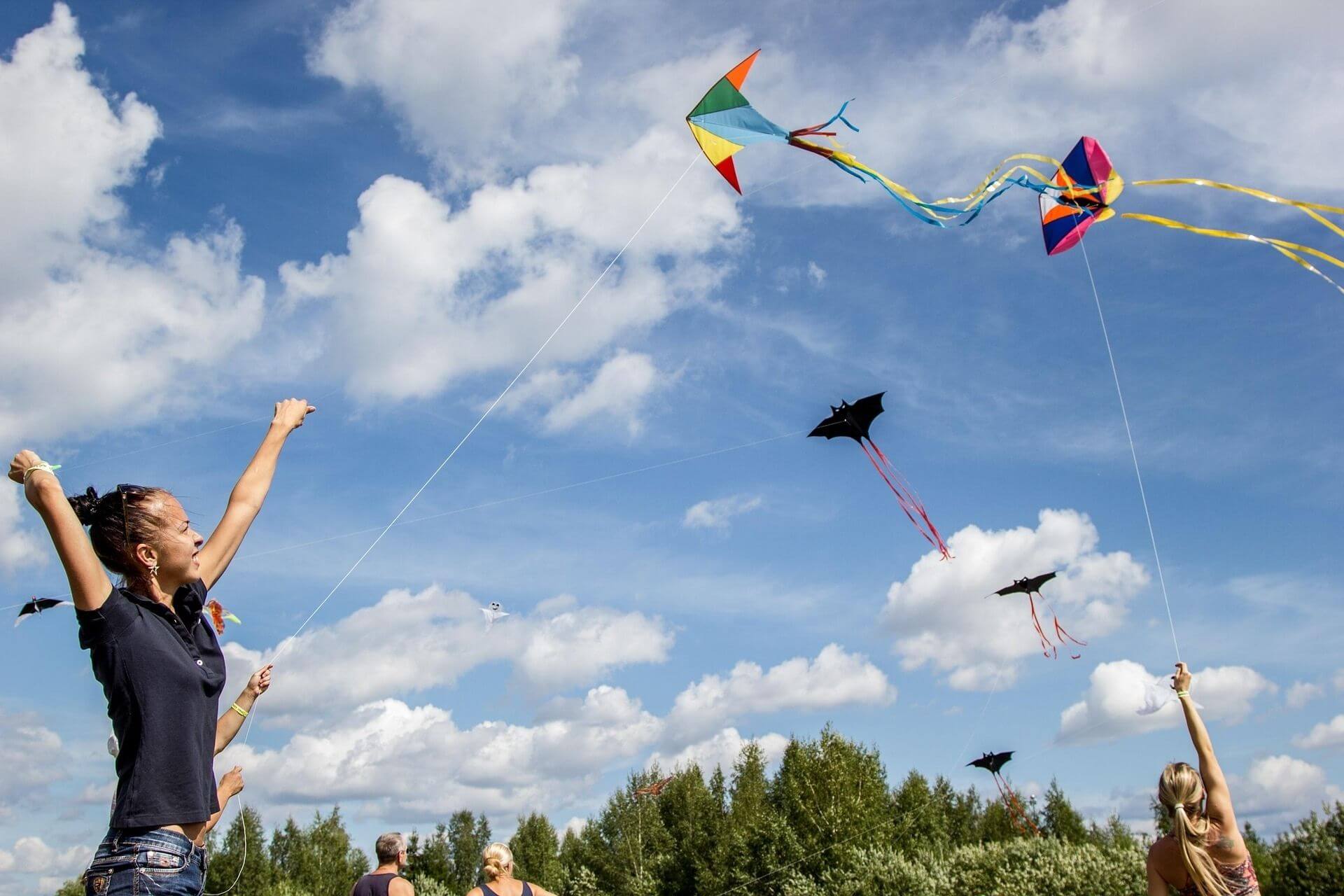 Flying a kite – activity on a hut holiday